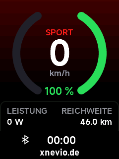 Sport-Modus im Stand, Akku 100 %